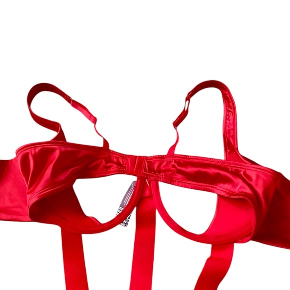 NWT Adore Me Ivana Women's Bodysuit Lingerie Satin Bow tie Underwire Red Strappy - Picture 11 of 11